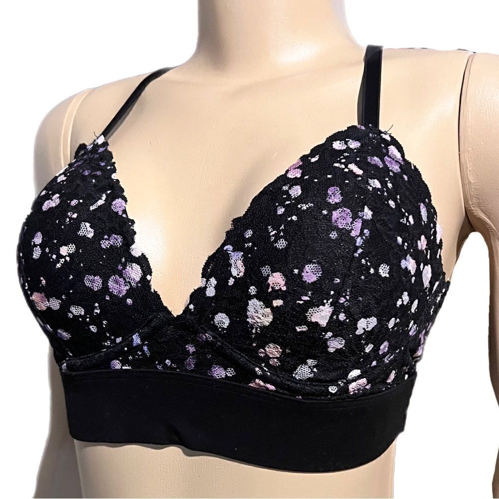 Victoria’s Secret Pink Lightly Lined wireless floral lace Bralette Bra Medium